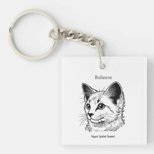 Balinese Cat Portrait Key Ring