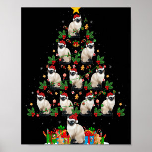 Balinese Cat Xmas Tree Lights Santa Balinese Cat C Poster