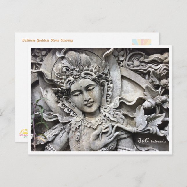 Balinese Goddess Stone Art Travel Postcard (Front/Back)