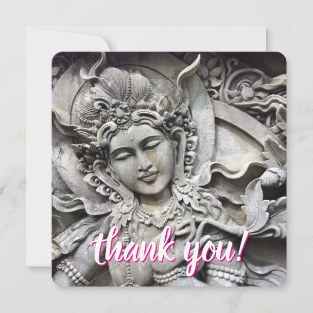 Balinese Goddess Stone Carving Thank You Card (Front)