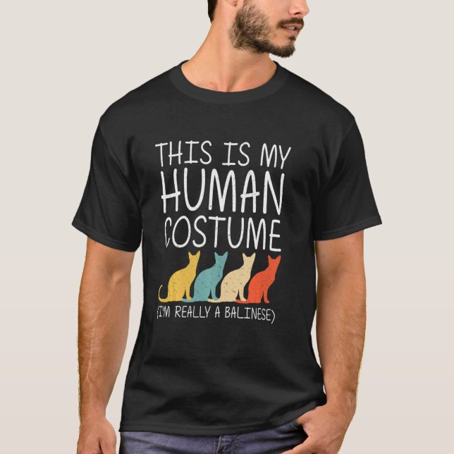 Balinese Halloween Human Costume Feline Cat Easy D T-Shirt (Front)