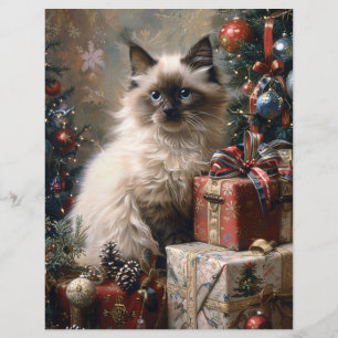 Balinese Kitten Christmas Cat Scrapbook Paper