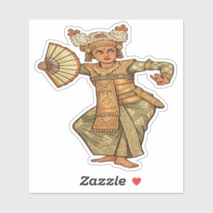 Balinese Legong Dancer Sticker - NATURAL