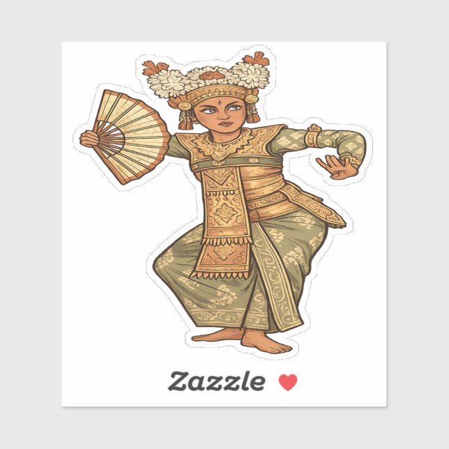 Balinese Legong Dancer Sticker - NATURAL (Sheet)