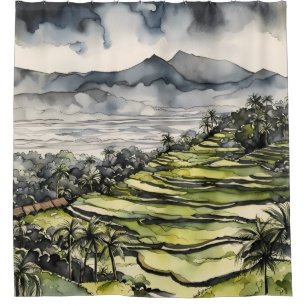 Bali's Paddy Symphony Shower Curtain