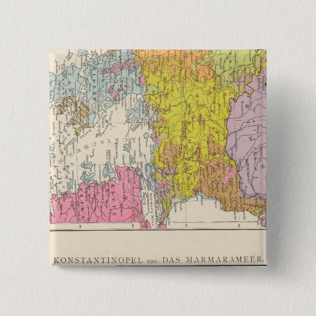 Balkan Peninsula  and Constantinople Map 15 Cm Square Badge (Front)