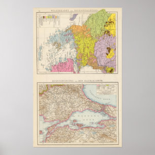 Balkan Peninsula  and Constantinople Map Poster