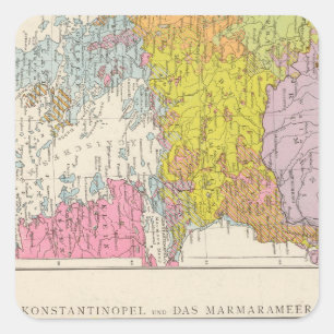 Balkan Peninsula and Constantinople Map Square Sticker