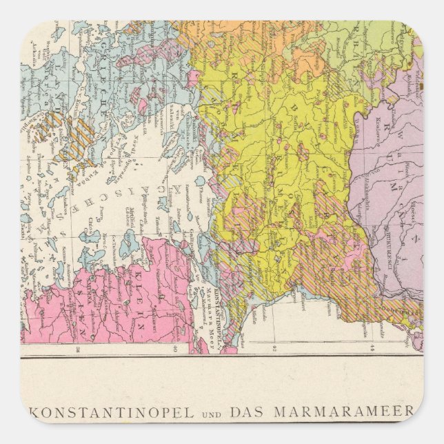 Balkan Peninsula  and Constantinople Map Square Sticker (Front)
