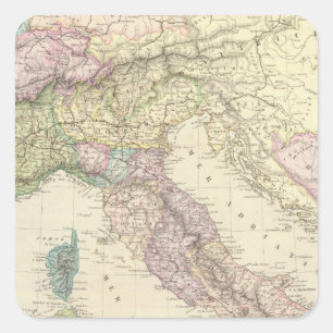 Balkan Peninsula, Italy, Slovenia 2 Square Sticker