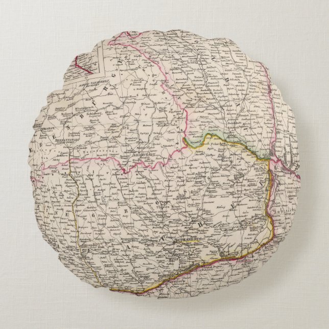 Balkan Peninsula, Turkey, Romania Round Cushion (Front)
