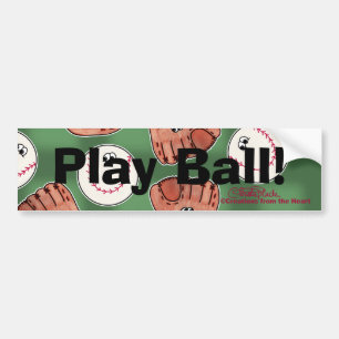 Ball and Glove Collage Field Background Bumper Sticker