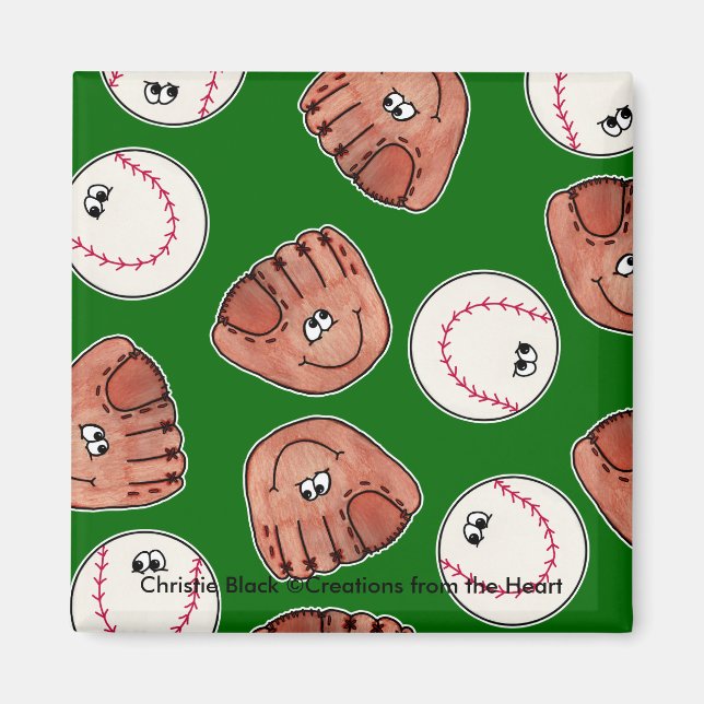 Ball and Glove collage Magnet (Front)