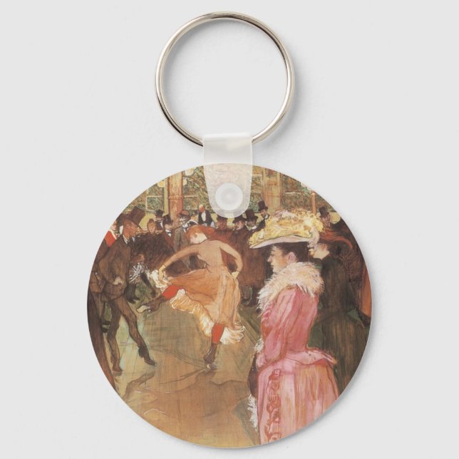 Ball at the Nightclub by Toulouse Lautrec Key Ring (Front)