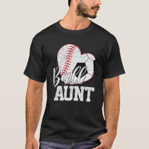 Ball Aunt Both Of Soccer Baseball Gifts Women Moth T-Shirt