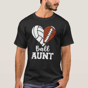 Ball Aunt Heart Funny Football Volleyball Aunt T-Shirt