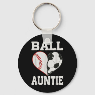 Ball Auntie Baseball Soccer Player Heart Love Key Ring