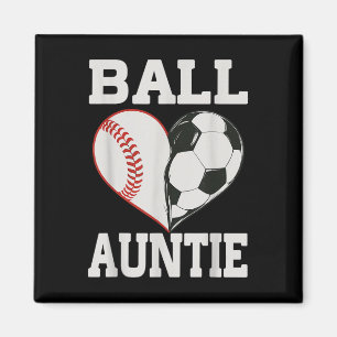 Ball Auntie Baseball Soccer Player Heart Love Magnet