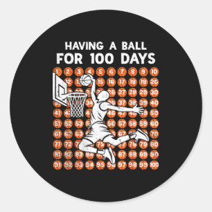 Ball Basketball School Days Having 100 Fun Classic Round Sticker