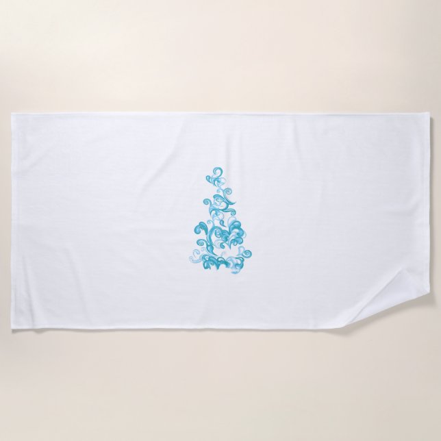 Ball Blue, Medium Turquoise decorative design Beach Towel (Front)