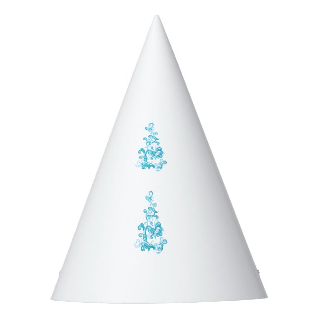 Ball Blue, Medium Turquoise decorative design Party Hat (Front)
