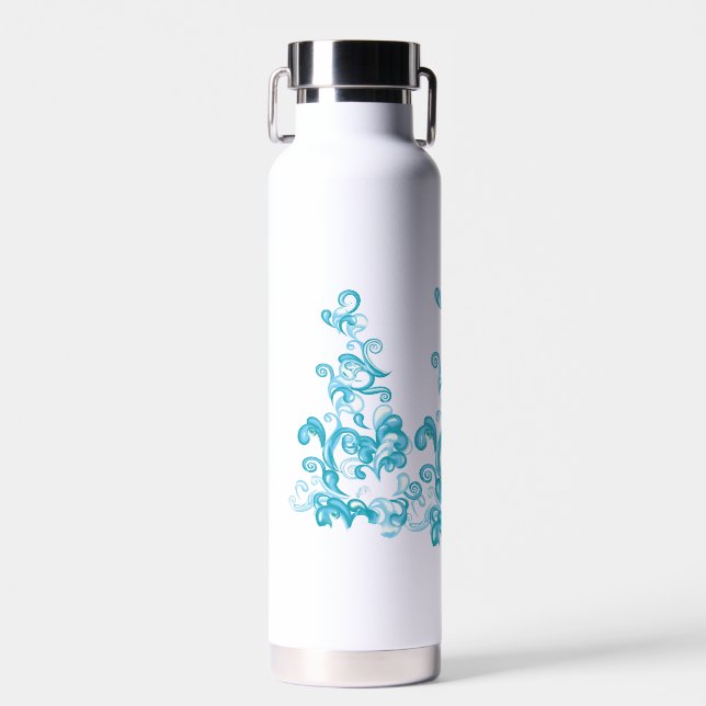 Ball Blue, Medium Turquoise decorative design Water Bottle (Front)