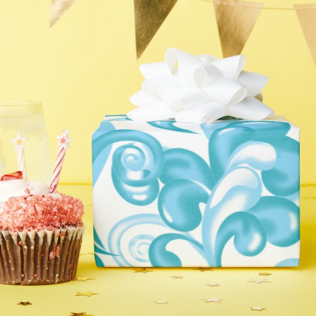 Ball Blue, Medium Turquoise decorative design Wrapping Paper (Birthday Party)
