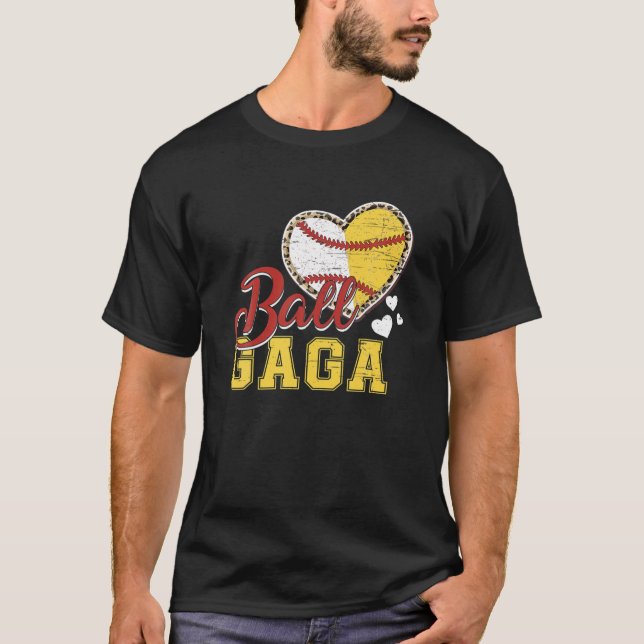 Ball Gaga Softball Baseball Women Sports Lover T-Shirt (Front)
