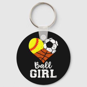 Ball Girl Fun Softball Soccer Basketball Girl Key Ring
