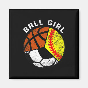 Ball Girl Fun Softball Soccer Basketball Player Magnet