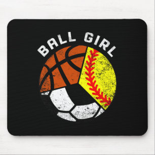 Ball Girl Fun Softball Soccer Basketball Player Mouse Pad