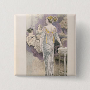 Ball gown, from 'Les Grandes Modes de Paris' 15 Cm Square Badge