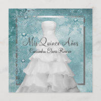 Ball Gown Teal Blue Winter Snowflakes Quinceanera