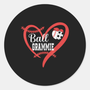 Ball Grammie Baseball Soccer Player Heart Love  Classic Round Sticker
