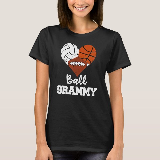 Ball Grammy Heart Volleyball Basketball Football G T-Shirt (Front)