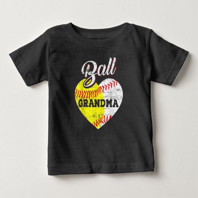 Ball Grandma Baseball Softball Heart T-Shirt (Front)
