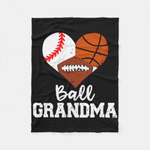 Ball Grandma Fun Baseball Basketball Football  Fleece Blanket