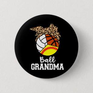 Ball Grandma Softball Volleyball Basketball Leopar 6 Cm Round Badge
