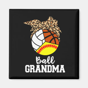 Ball Grandma Softball Volleyball Basketball Leopar Magnet