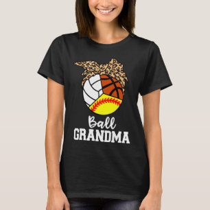 Ball Grandma Softball Volleyball Basketball Leopar T-Shirt