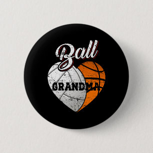 Ball Grandma Volleyball Basketball Heart 6 Cm Round Badge