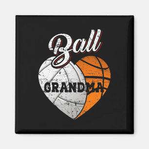 Ball Grandma Volleyball Basketball Heart Magnet
