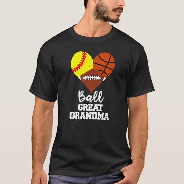 Ball Great Grandma Heart  Softball Basketball Foot T-Shirt (Front)