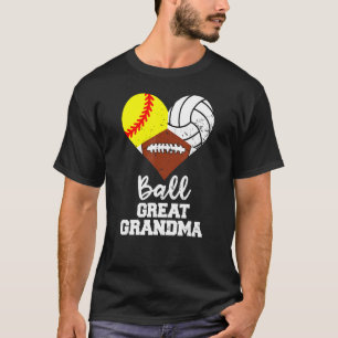 Ball Great Grandma Heart  Softball Volleyball Foot T-Shirt