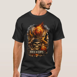 Ball Is Life Skull Basketball – Dark Basketball T-Shirt