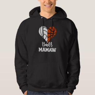 Ball Mamaw Heart Funny Volleyball Basketball Mamaw Hoodie