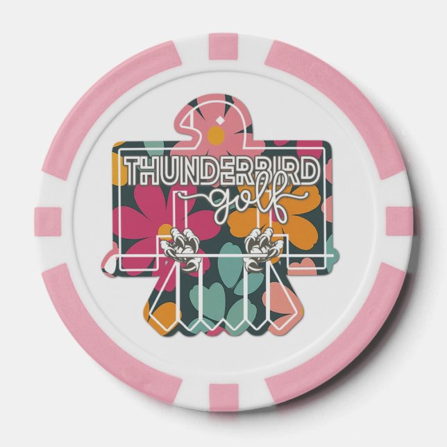 BALL MARKER - PINK FLORAL POKER CHIPS (Front)