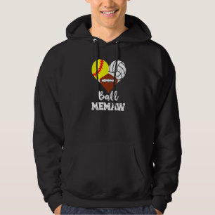 Ball Memaw Heart  Softball Volleyball Football Mem Hoodie