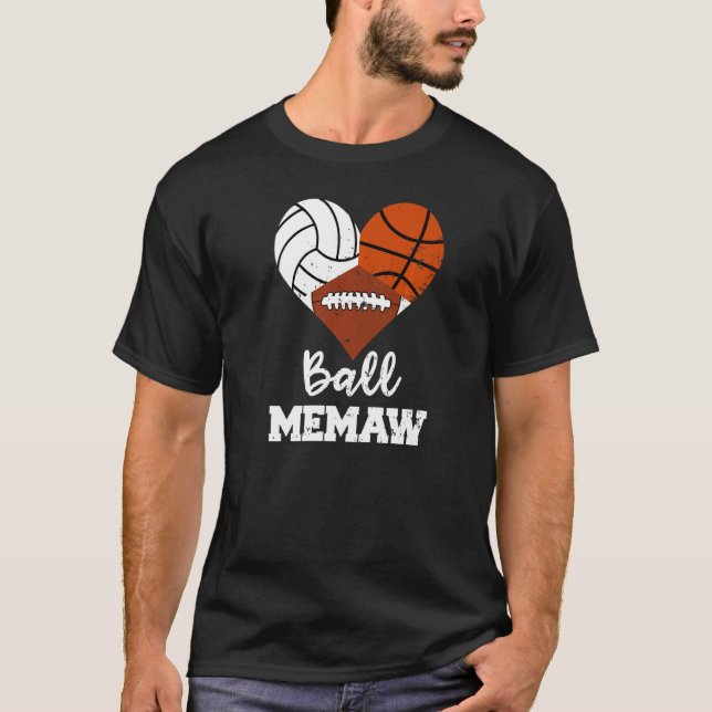 Ball Memaw Heart  Volleyball Basketball Football M T-Shirt (Front)