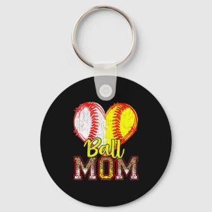 Ball Mom Baseball Softball Mama Team Sports Leopar Key Ring